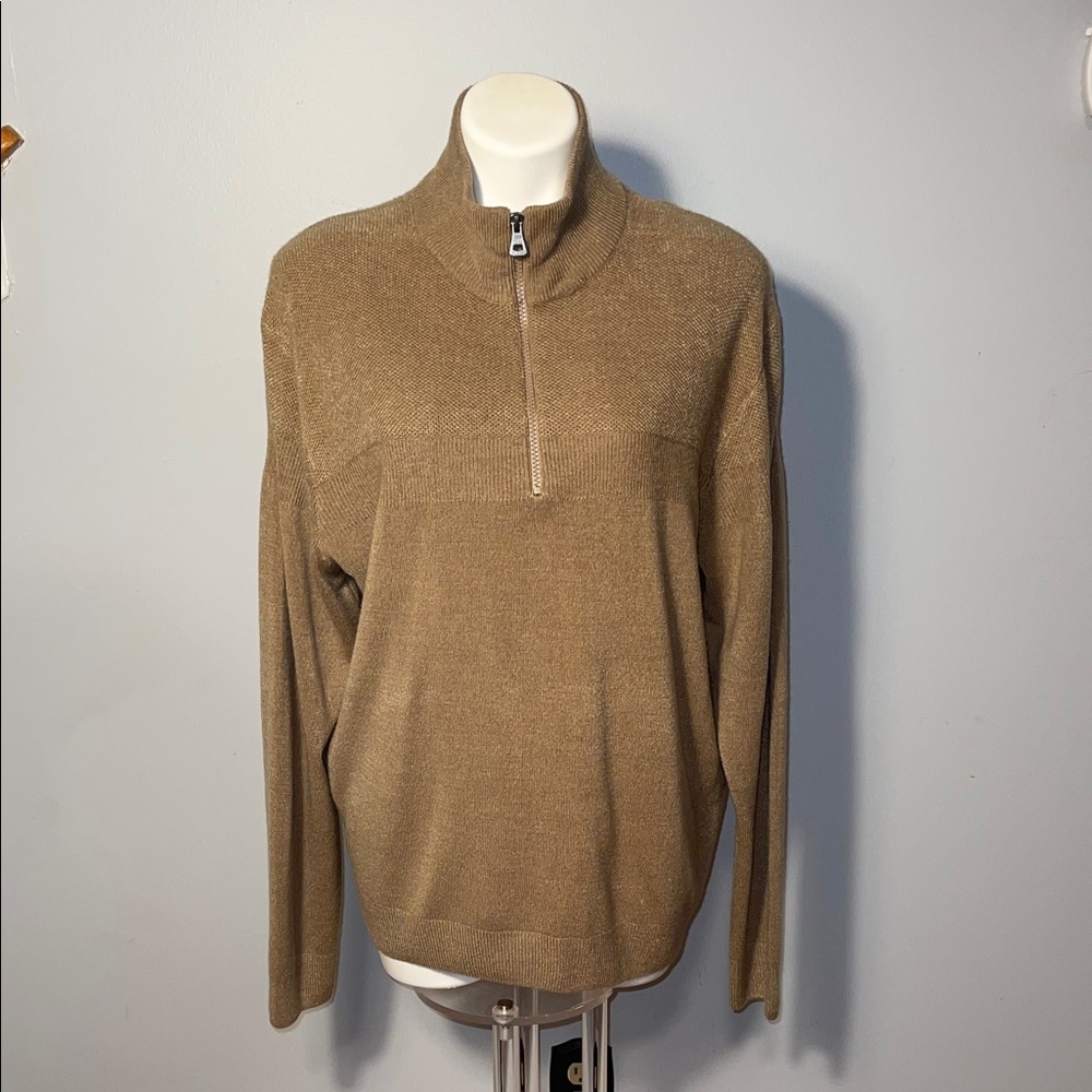 Original Weatherproof Vintage men’s 1/4 zip tan sweater. Large. Worn < 5 times.